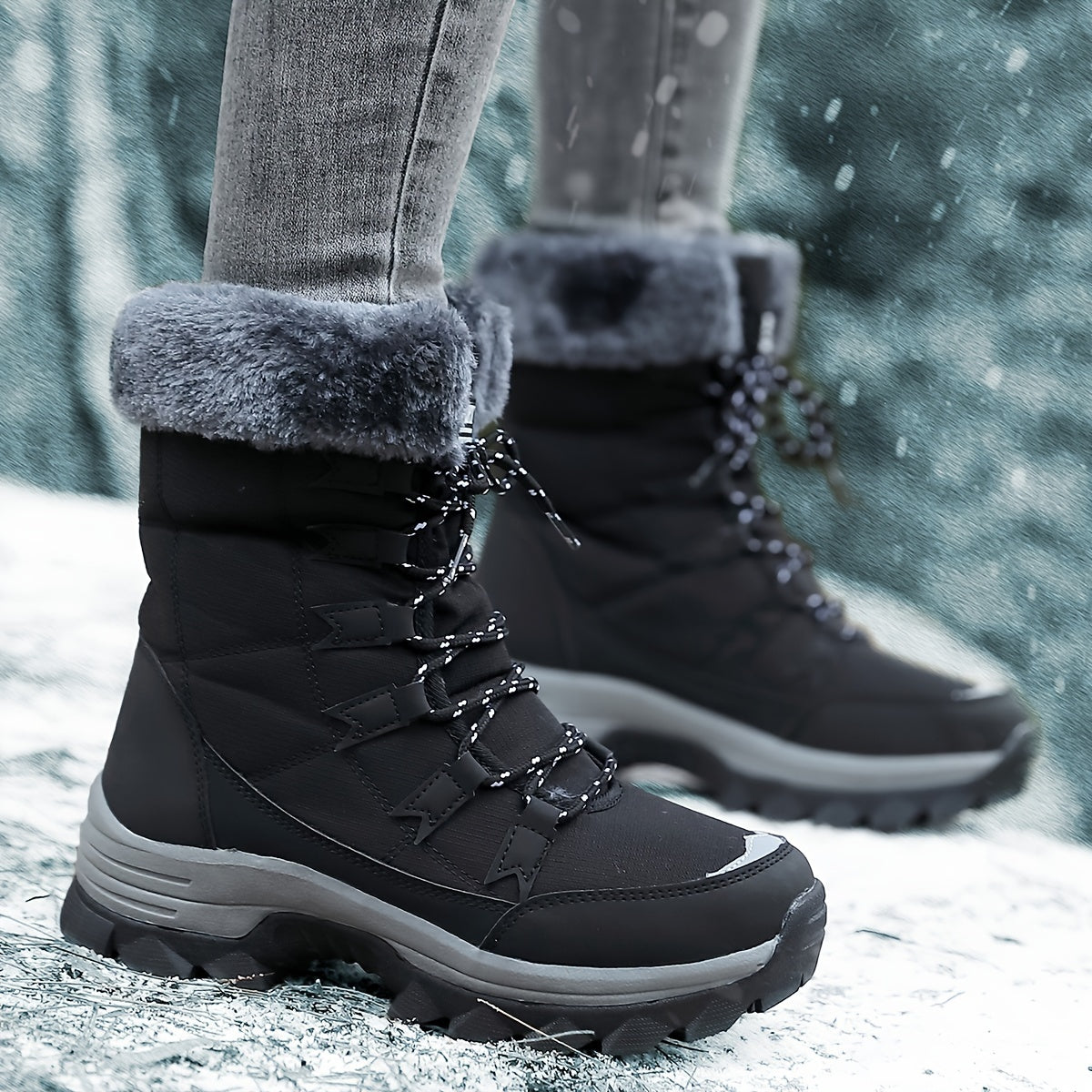 SnowLuxe™ – Flauschige Damen Winterstiefel
