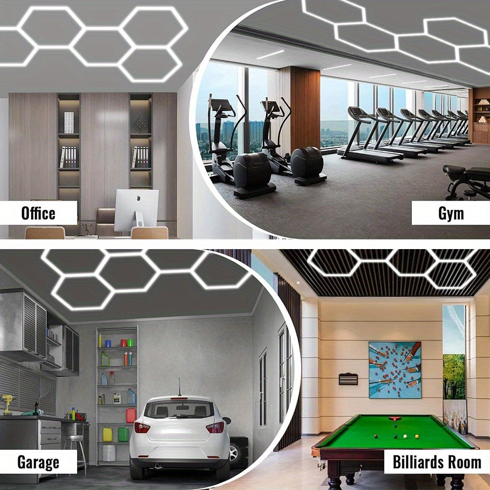 HexaGlow™ – Moderne LED-Sechseckleuchte für Garage & Wohnraum