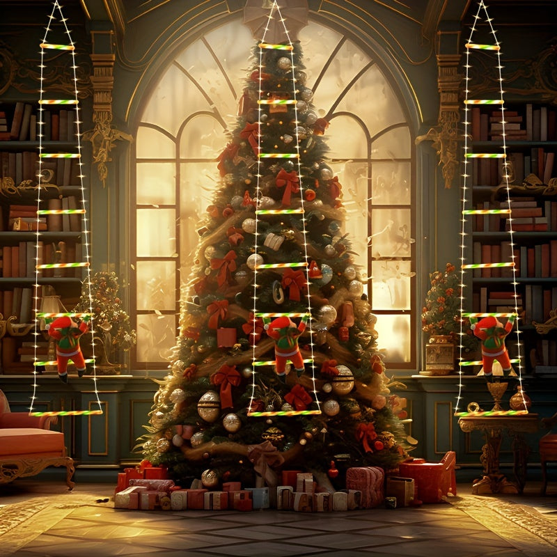 ClimbSanta™ – LED-Leiter-Deko mit Weihnachtsmann & Lichterkette