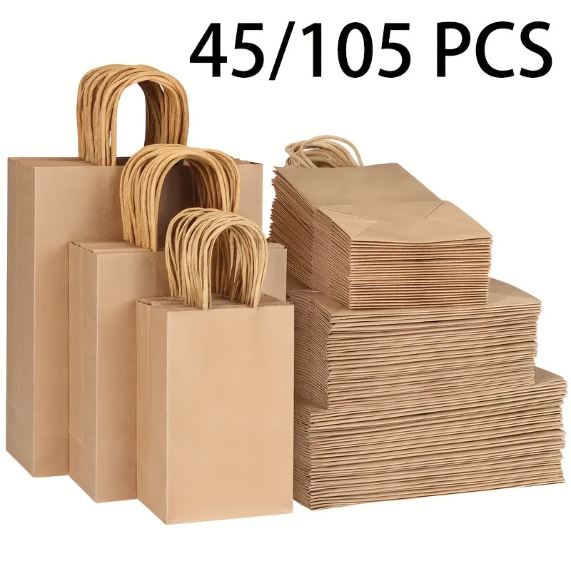 Kraftpapier-Tragetaschen – 45/105 Stk., stabil & vielseitig