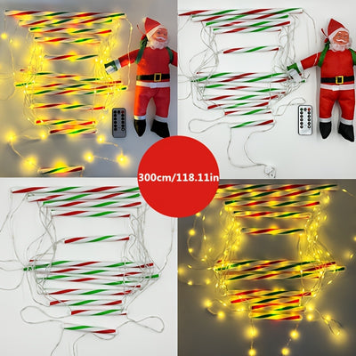 ClimbSanta™ – LED-Leiter-Deko mit Weihnachtsmann & Lichterkette