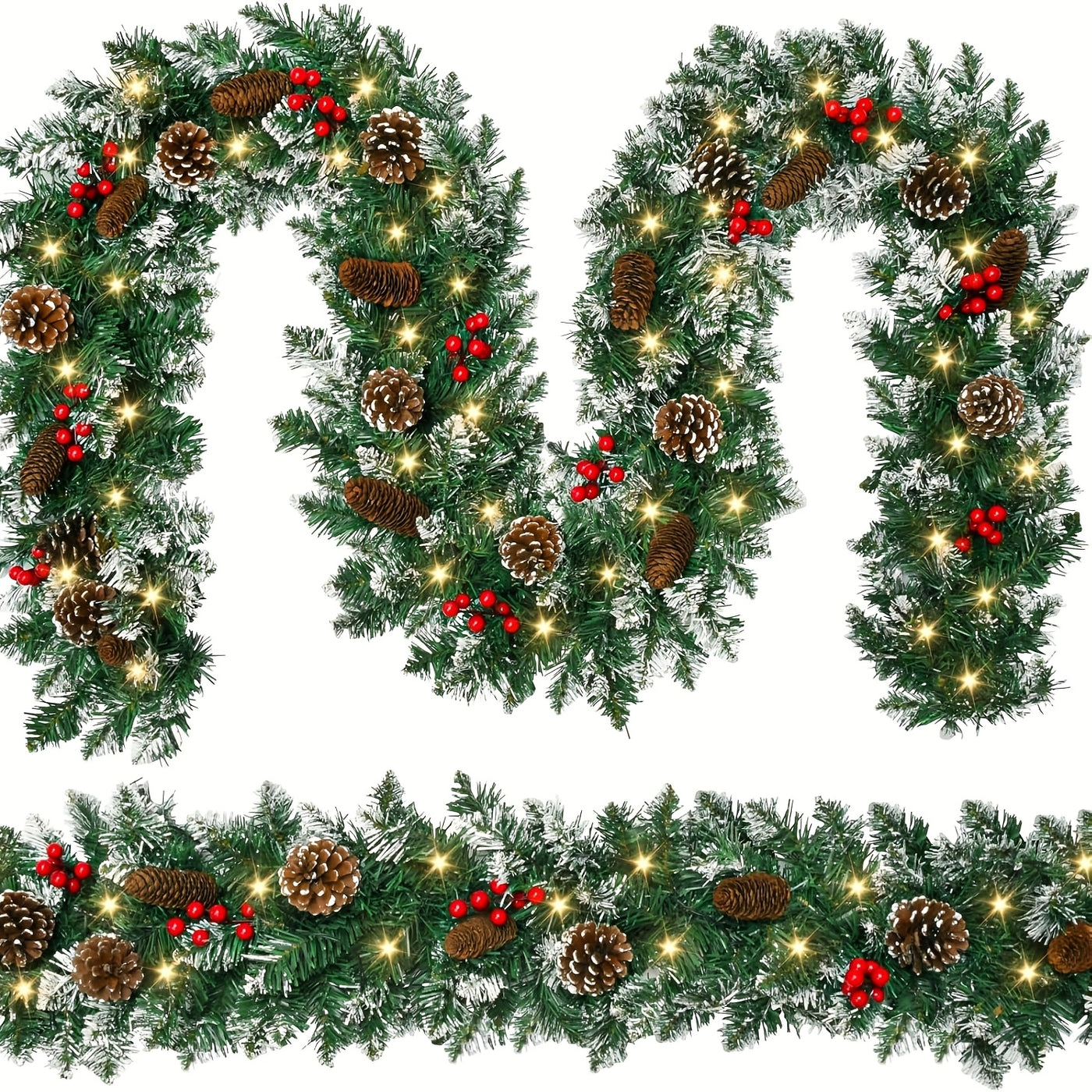 EverGlow™ – LED-Weihnachtsgirlande mit Beeren & Kiefernzweigen