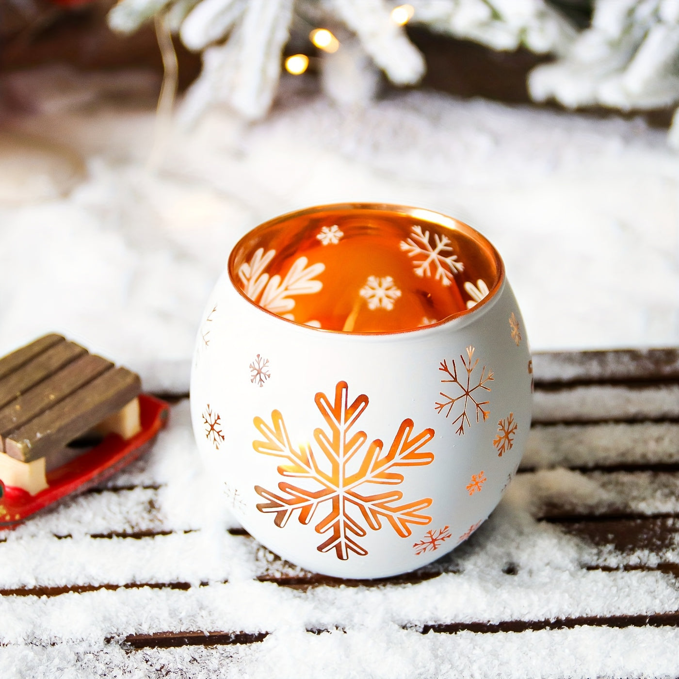 FrostGlow™ – 4er-Set Schneeflocken-Glas-Kerzenhalter