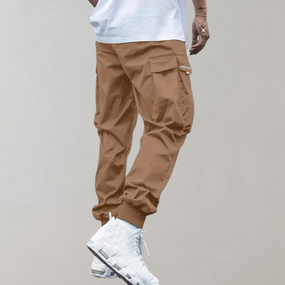 Herren Cargo Jogginghose – Lila Streetwear-Hose mit Reißverschlusstaschen & Bündchen