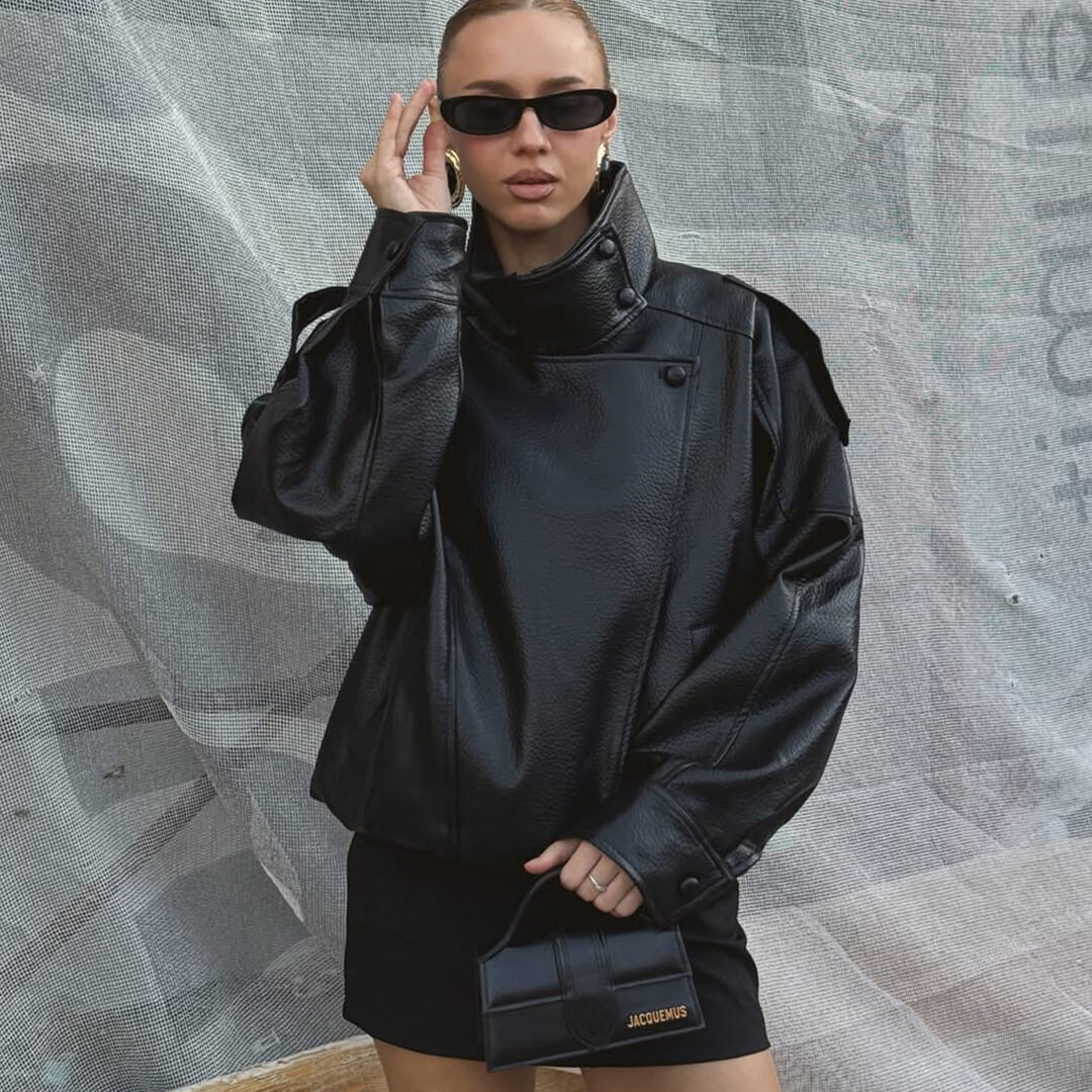 Lucille Asymmetrische Jacke in Lederoptik