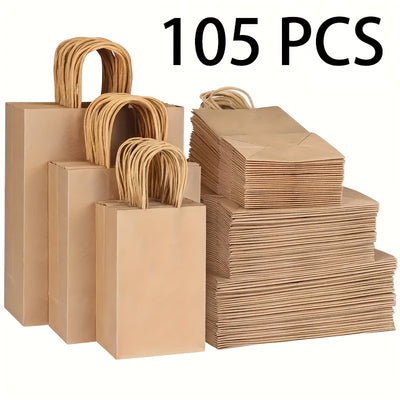 Kraftpapier-Tragetaschen – 45/105 Stk., stabil & vielseitig