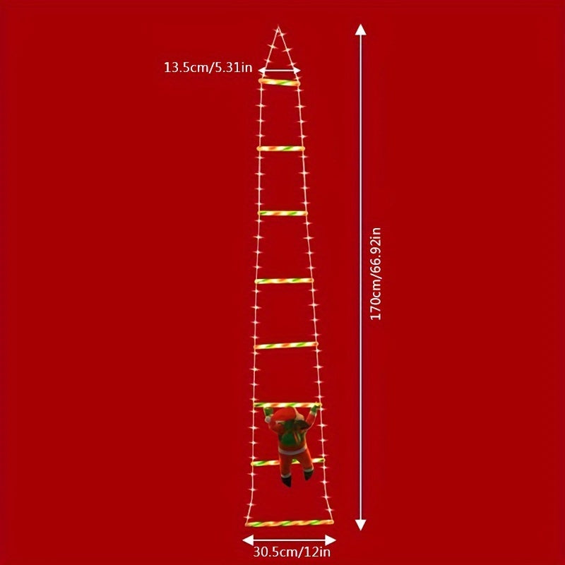 ClimbSanta™ – LED-Leiter-Deko mit Weihnachtsmann & Lichterkette