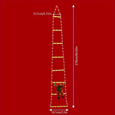 ClimbSanta™ – LED-Leiter-Deko mit Weihnachtsmann & Lichterkette