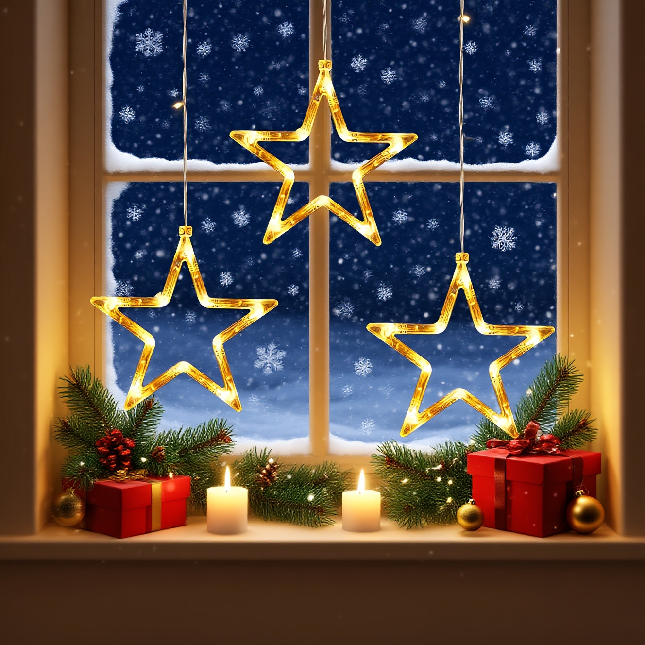 StarGlow™ – LED-Sternlichter für Fensterdeko (3/6er-Set)