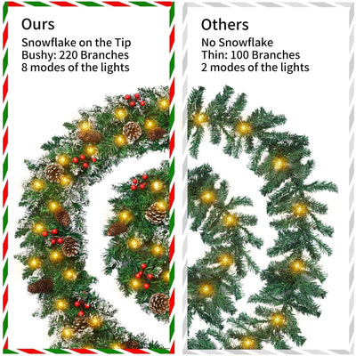 EverGlow™ – LED-Weihnachtsgirlande mit Beeren & Kiefernzweigen