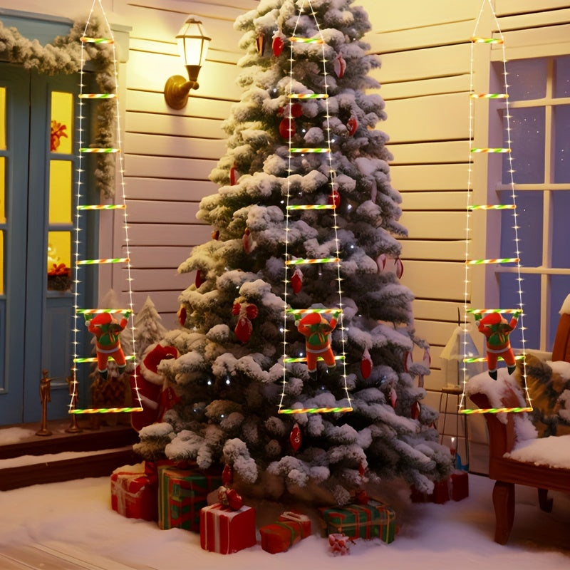 ClimbSanta™ – LED-Leiter-Deko mit Weihnachtsmann & Lichterkette