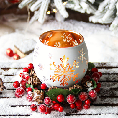 FrostGlow™ – 4er-Set Schneeflocken-Glas-Kerzenhalter